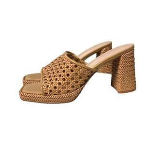 The Drop Avery Tan Woven Block Heel Square Toe Mule Sandals‎ Mens 12